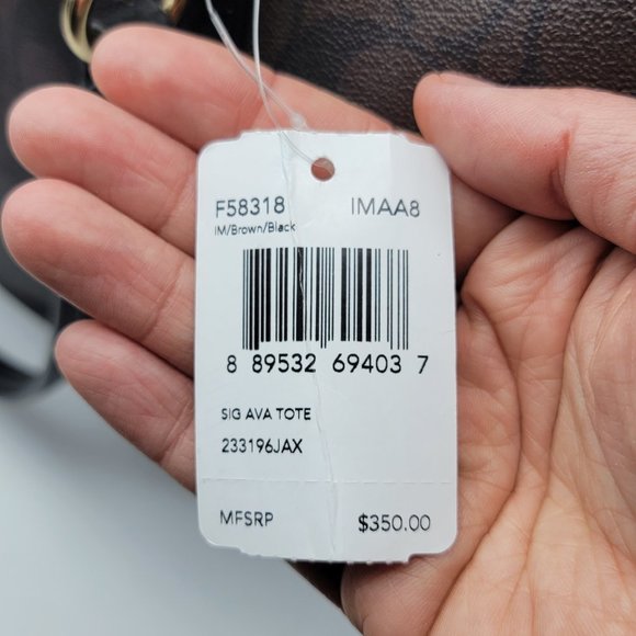 Coach Ava Tote in Signature F58318 Brown Black - Picture 8 of 8